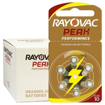 Rayovac Peak 10 סוללות למכשיר שמיעה — 60 יחידות