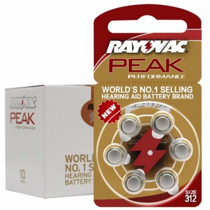 Rayovac Peak 312 סוללות למכשיר שמיעה — 60 יחידות