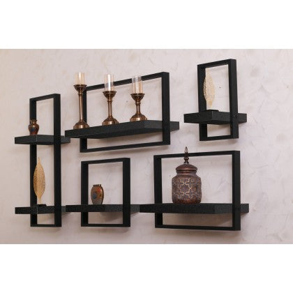 סט מדפי עץ 5 חלקים Floating Shelves