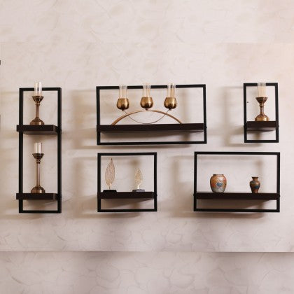 סט מדפי עץ 5 חלקים Floating Shelves