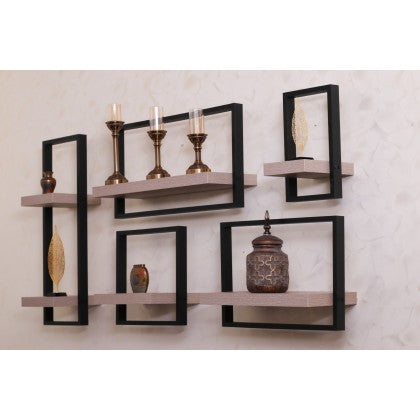סט מדפי עץ 5 חלקים Floating Shelves
