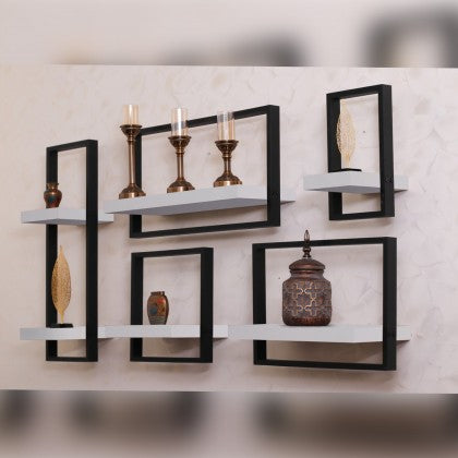 סט מדפי עץ 5 חלקים Floating Shelves