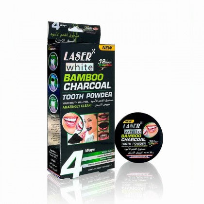 Laser White אבקת פחם במבוק להלבנת שיניים 20 גרם