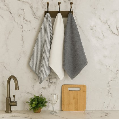 סט מגבות מטבח 3 חלקים VALOR ATLANTIS GREY 45X70 CM